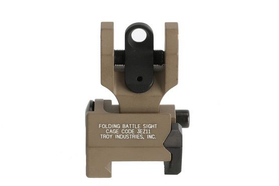 The Troy rear folding battlesight features a flat dark earth anodized finish